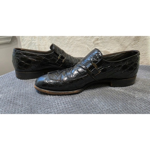 FootJoy Bootmakers to Gentlemen Black Alligator Loafers Mens 9 C 13766A Vintage‎